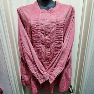 SILHOUETTES Red Long-Sleeve Button-Up Cotton Shirt, 1X